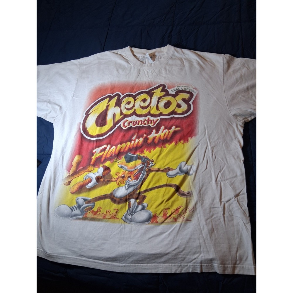 Cheetos Flamin' Hot Crunchy Chester Cheetah Graphic Print Men's T-Shirt 3XL‎